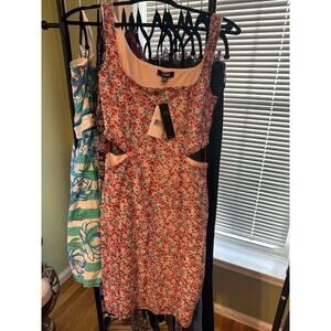 AFRM Alida Bodycon Dress Red Aqua Ditsy NWT Size Small